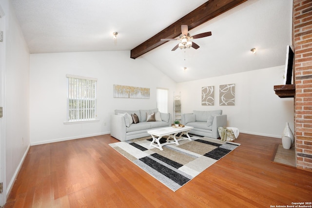 7035 Forest Mdw, San Antonio, TX 78240 - living room featuring ceiling fan, wood finished floors, and baseboards
