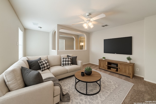 6926 Lunar Way, San Antonio, TX 78109 - carpeted living area with ceiling fan and baseboards