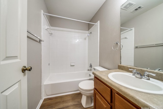 6926 Lunar Way, San Antonio, TX 78109 - bathroom with wood finished floors, vanity, shower / bath combination, and toilet