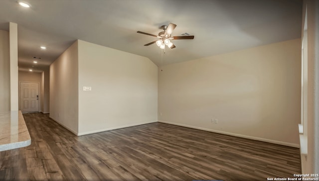 4506 Wild Goose, San Antonio, TX 78245 - unfurnished room with dark wood-type flooring, ceiling fan, baseboards, and recessed lighting