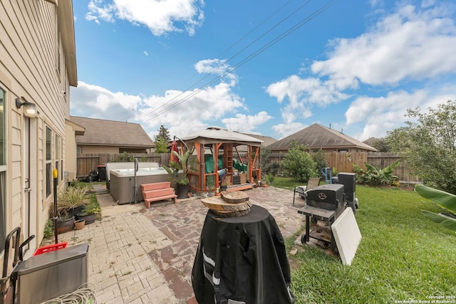 5602 Casa Martin, Katy, TX 77449 - view of patio / terrace featuring a hot tub and a gazebo