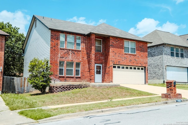 7405 Forest Edge, Live Oak, TX 78233 - traditional-style house with a garage, driveway, and brick siding