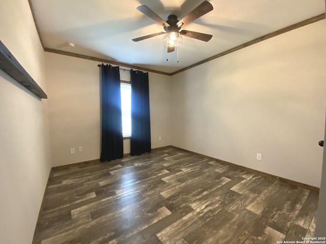 1727 Fm 1346, La Vernia, TX 78121 - empty room with crown molding, a ceiling fan, wood finished floors, and baseboards