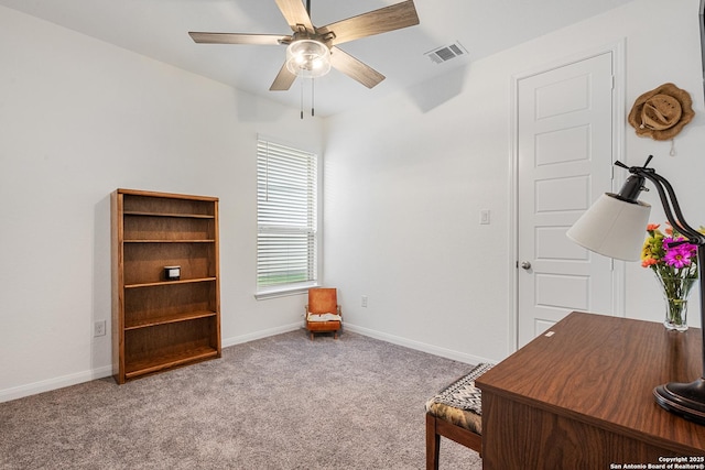 10128 Bussang, Schertz, TX 78154 - office with carpet floors, a ceiling fan, and baseboards