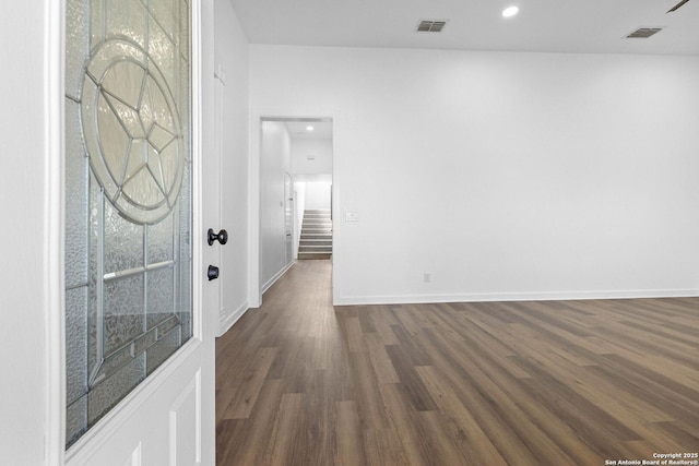 377 County Road 444, Hondo, TX 78861 - foyer featuring dark wood-style floors, baseboards, and recessed lighting
