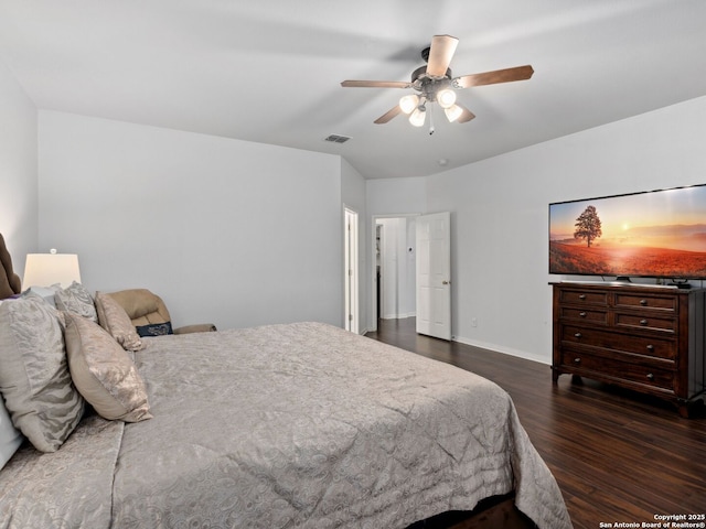 627 Midway, San Antonio, TX 78258 - bedroom with wood finished floors, baseboards, and a ceiling fan