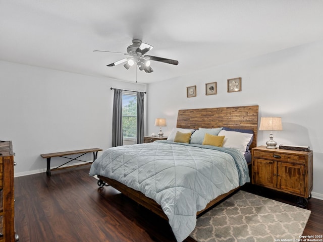 627 Midway, San Antonio, TX 78258 - bedroom with wood finished floors, baseboards, and ceiling fan