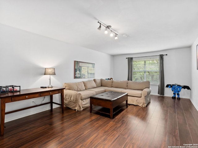 627 Midway, San Antonio, TX 78258 - living area featuring wood finished floors and rail lighting
