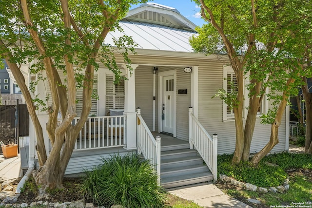 418 Eleanor, San Antonio, TX 78209 - view of front of house featuring a porch, a standing seam roof, and metal roof