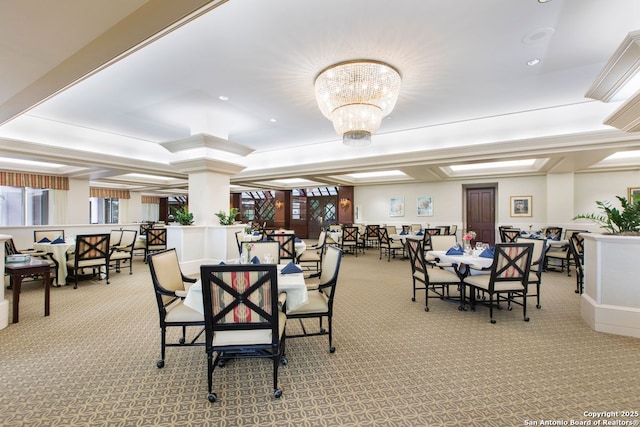 1 Towers Park Ln Unit 1108, San Antonio, TX 78209 - carpeted dining room with a chandelier and recessed lighting