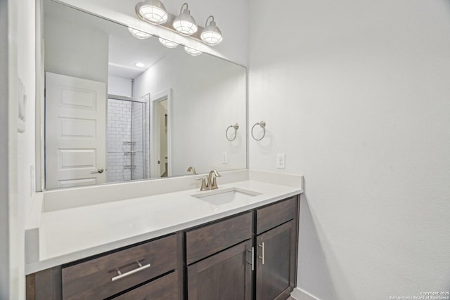 1130 N Olive St, San Antonio, TX 78202 - full bath featuring vanity, an enclosed shower, and baseboards