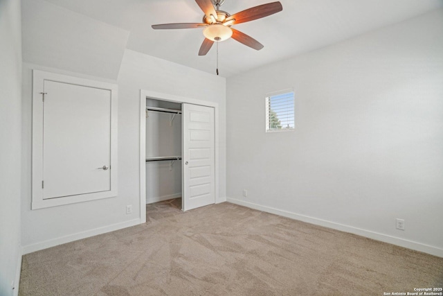 1130 N Olive St, San Antonio, TX 78202 - unfurnished bedroom with carpet floors, a closet, baseboards, and ceiling fan