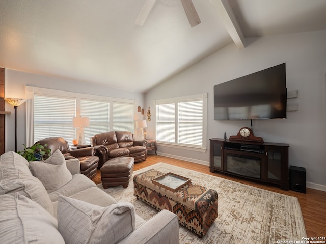 2275 Huber Rd, Seguin, TX 78155 - living room featuring wood finished floors, baseboards, and ceiling fan
