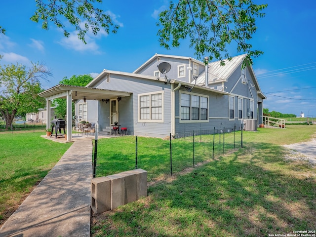 2275 Huber Rd, Seguin, TX 78155 - view of front facade with a patio, a pergola, and central AC unit