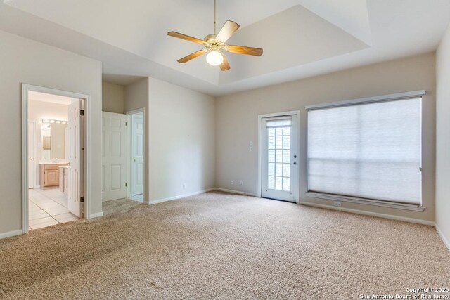 2614 Inwood Vw, San Antonio, TX 78248 - spare room featuring light colored carpet, a ceiling fan, and baseboards