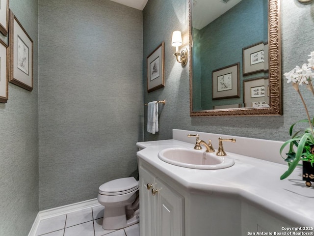 11607 Elm Rdg, San Antonio, TX 78230 - half bath featuring vanity, tile patterned floors, toilet, and baseboards