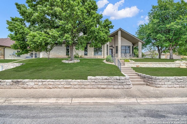 1804 Athens Ave, Kerrville, TX 78028 - view of front facade with a front lawn and stairs