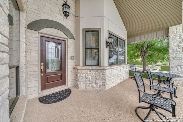 1804 Athens Ave, Kerrville, TX 78028 - entrance to property with stone siding and covered porch