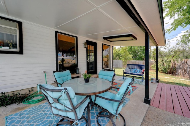 3734 Colter, San Antonio, TX 78247 - fenced backyard with a wooden deck and outdoor dining space