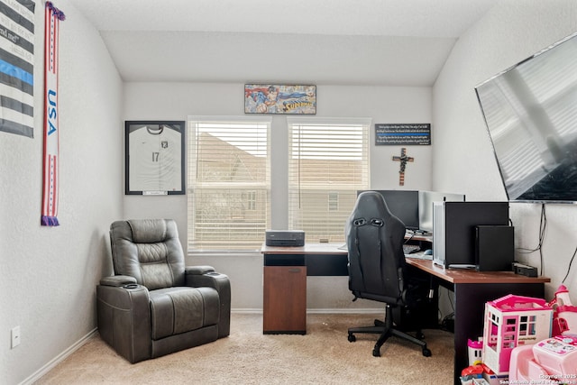 2946 Daisy Mdw, New Braunfels, TX 78130 - carpeted office featuring baseboards and lofted ceiling