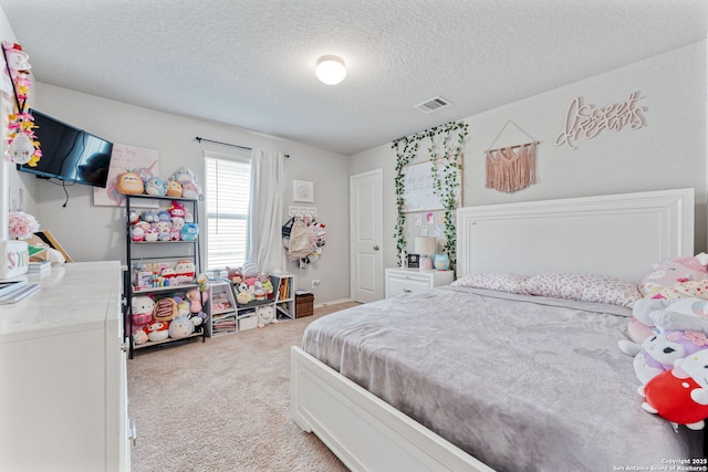 2946 Daisy Mdw, New Braunfels, TX 78130 - bedroom with light colored carpet and a textured ceiling