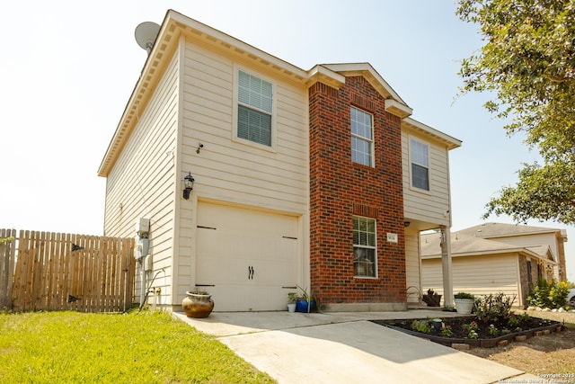 5634 Forest Cyn, San Antonio, TX 78252 - view of side of home featuring brick siding, an attached garage, and driveway