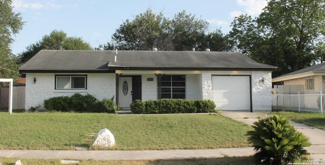 5142 Village Ct, San Antonio, TX 78218 - ranch-style home with stone siding, an attached garage, driveway, and a shingled roof