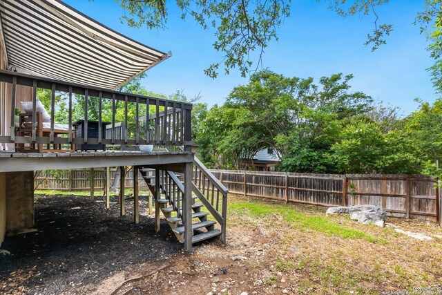 959 Lightstone Dr, San Antonio, TX 78258 - view of yard featuring stairway and a wooden deck