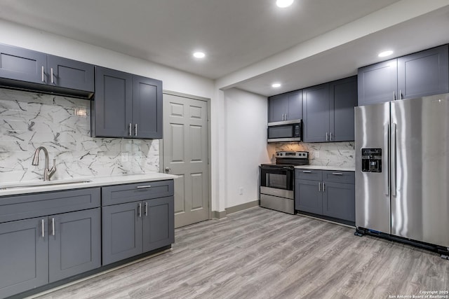 2822 Spokane, San Antonio, TX 78222 - kitchen featuring stainless steel appliances, a sink, tasteful backsplash, light countertops, and recessed lighting