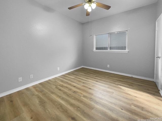 13611 Drakewood, San Antonio, TX 78247 - unfurnished room featuring ceiling fan, baseboards, and wood finished floors