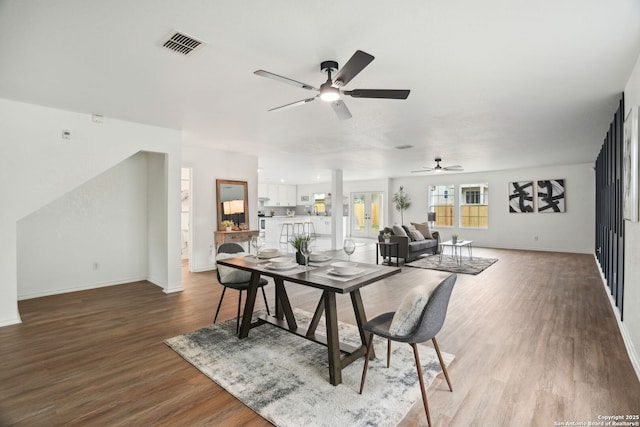 242 Butternut, San Antonio, TX 78245 - dining area with ceiling fan, baseboards, and wood finished floors