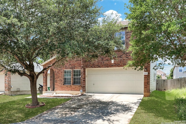 1515 Agency, San Antonio, TX 78245 - view of property hidden behind natural elements featuring brick siding, driveway, and a garage
