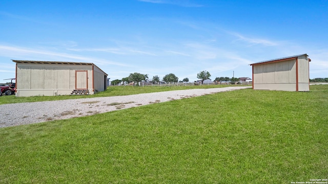 201 Lakeview Cir, La Vernia, TX 78121 - view of grassy yard with an outbuilding and a pole building