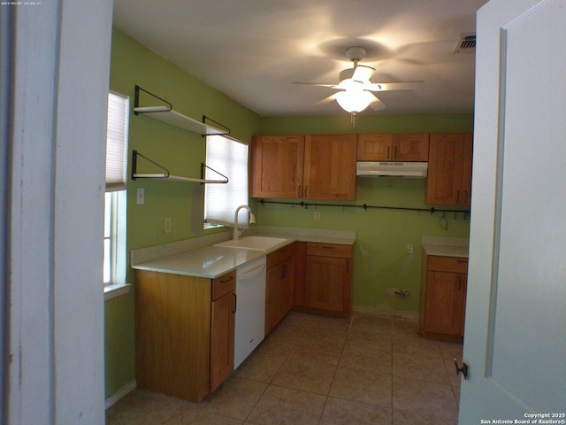 427 Olney, San Antonio, TX 78209 - kitchen with a sink, under cabinet range hood, white dishwasher, and plenty of natural light