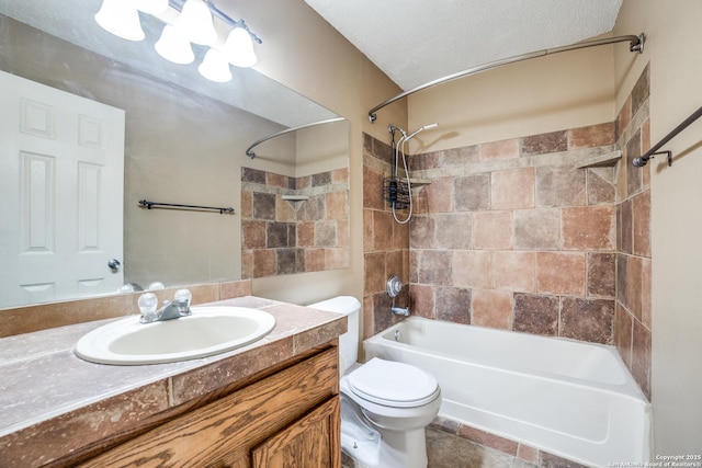 756 County Road 245, Hondo, TX 78861 - bathroom featuring shower / tub combination, vanity, toilet, and a textured ceiling