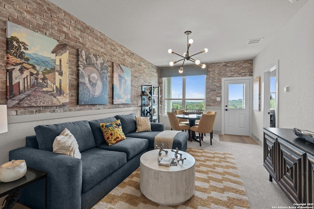 20675 Huebner Rd, San Antonio, TX 78258 - living area featuring a chandelier and light carpet