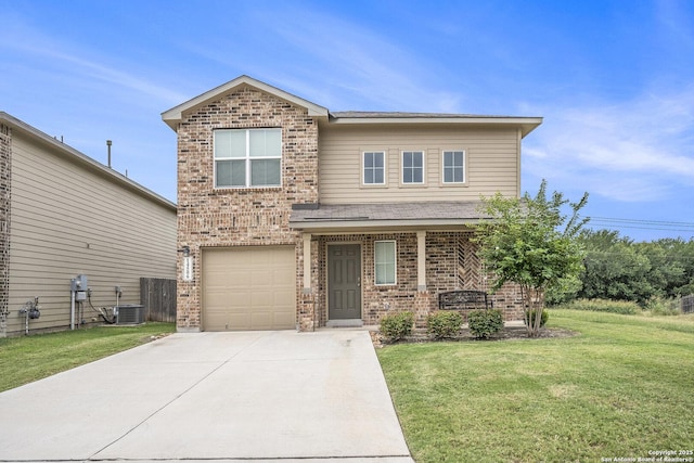 14506 Tundra Swan, San Antonio, TX 78253 - traditional-style home featuring brick siding, a front lawn, driveway, and an attached garage