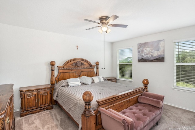 14506 Tundra Swan, San Antonio, TX 78253 - bedroom featuring light carpet, baseboards, and ceiling fan