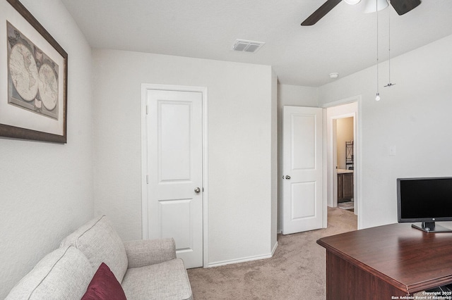 14506 Tundra Swan, San Antonio, TX 78253 - office area with light carpet, ceiling fan, and baseboards