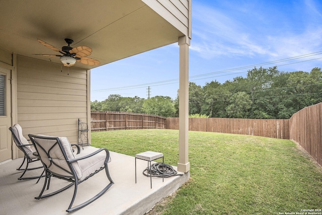 14506 Tundra Swan, San Antonio, TX 78253 - view of yard featuring a ceiling fan and a patio