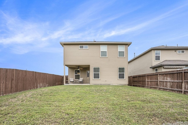 14506 Tundra Swan, San Antonio, TX 78253 - back of property featuring ceiling fan and a patio