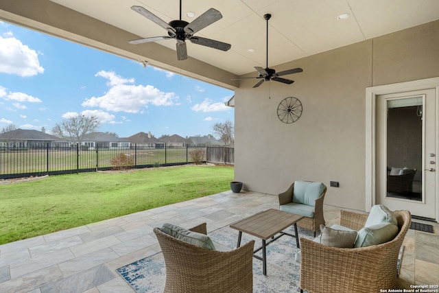 7938 Cibolo, Boerne, TX 78015 - view of patio featuring a ceiling fan and a residential view