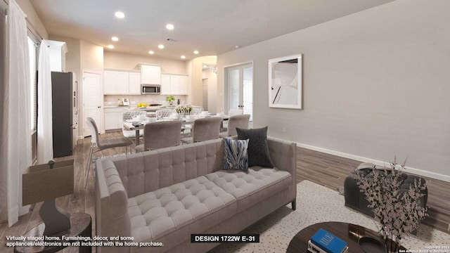 14918 Faraway Mdw, San Antonio, TX 78245 - living room with wood finished floors, recessed lighting, and baseboards