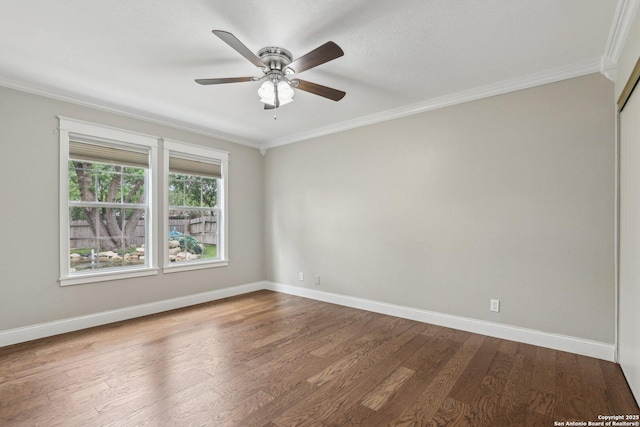 12102 Cherry Blossom, San Antonio, TX 78247 - empty room featuring ornamental molding, a ceiling fan, dark wood finished floors, and baseboards