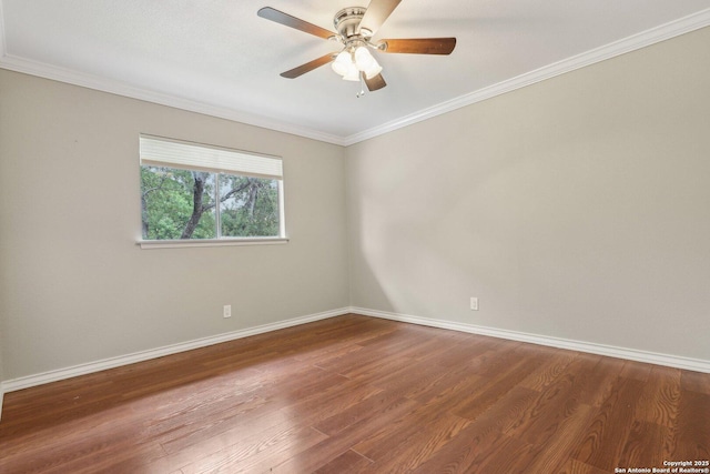 12102 Cherry Blossom, San Antonio, TX 78247 - empty room with baseboards, wood finished floors, ornamental molding, and ceiling fan