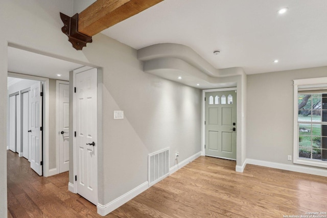 12102 Cherry Blossom, San Antonio, TX 78247 - foyer with light wood-type flooring, baseboards, and recessed lighting