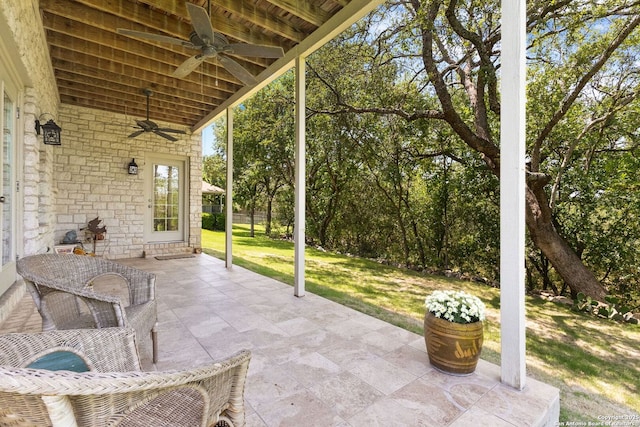 557 Timber Holw, New Braunfels, TX 78132 - view of patio / terrace featuring ceiling fan