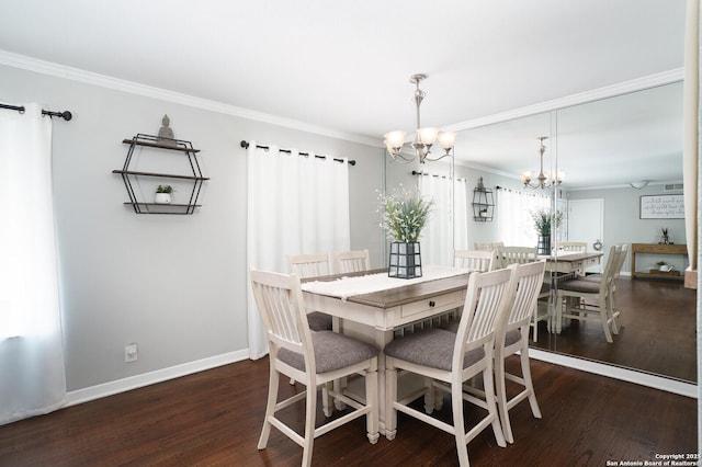 311 Redcliff, San Antonio, TX 78216 - dining area with a chandelier, ornamental molding, wood finished floors, and baseboards
