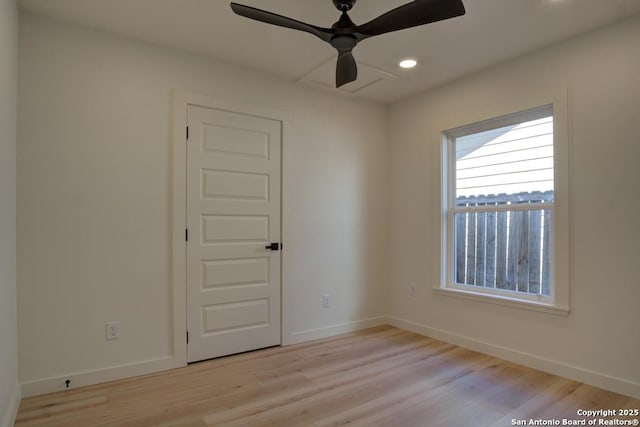 1514 Arroya Vis, San Antonio, TX 78213 - unfurnished room with light wood-type flooring, recessed lighting, baseboards, and a ceiling fan