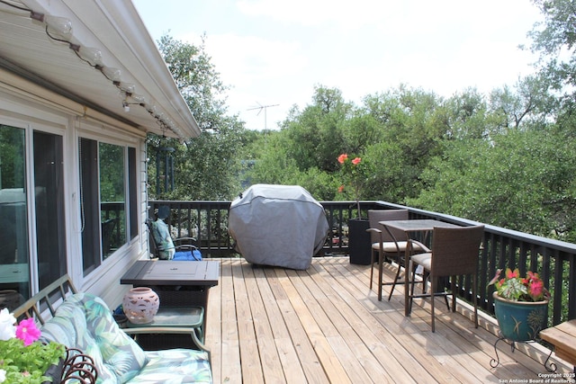 1215 Amanda, Canyon Lake, TX 78133 - deck featuring grilling area and outdoor dining space